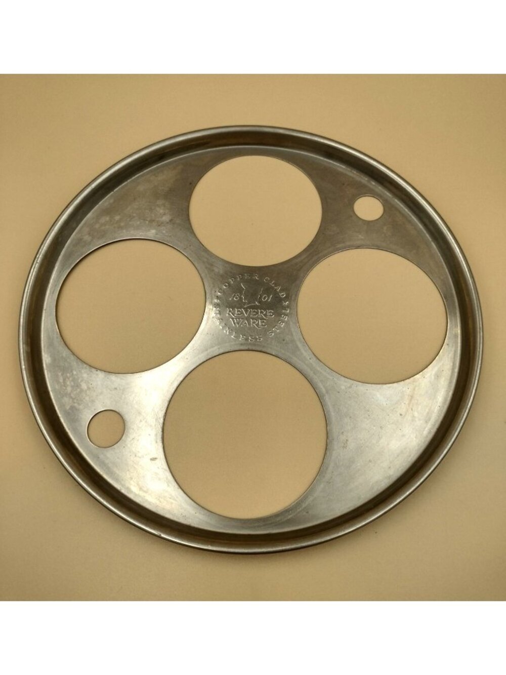 Revere Ware Stainless Steel Egg Poacher Ring 8.25" Vintage No Cup Inserts